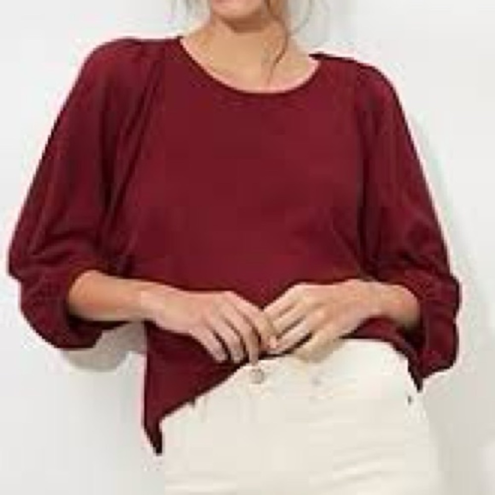 Banana Republic Burgundy Puff Sleeve Top